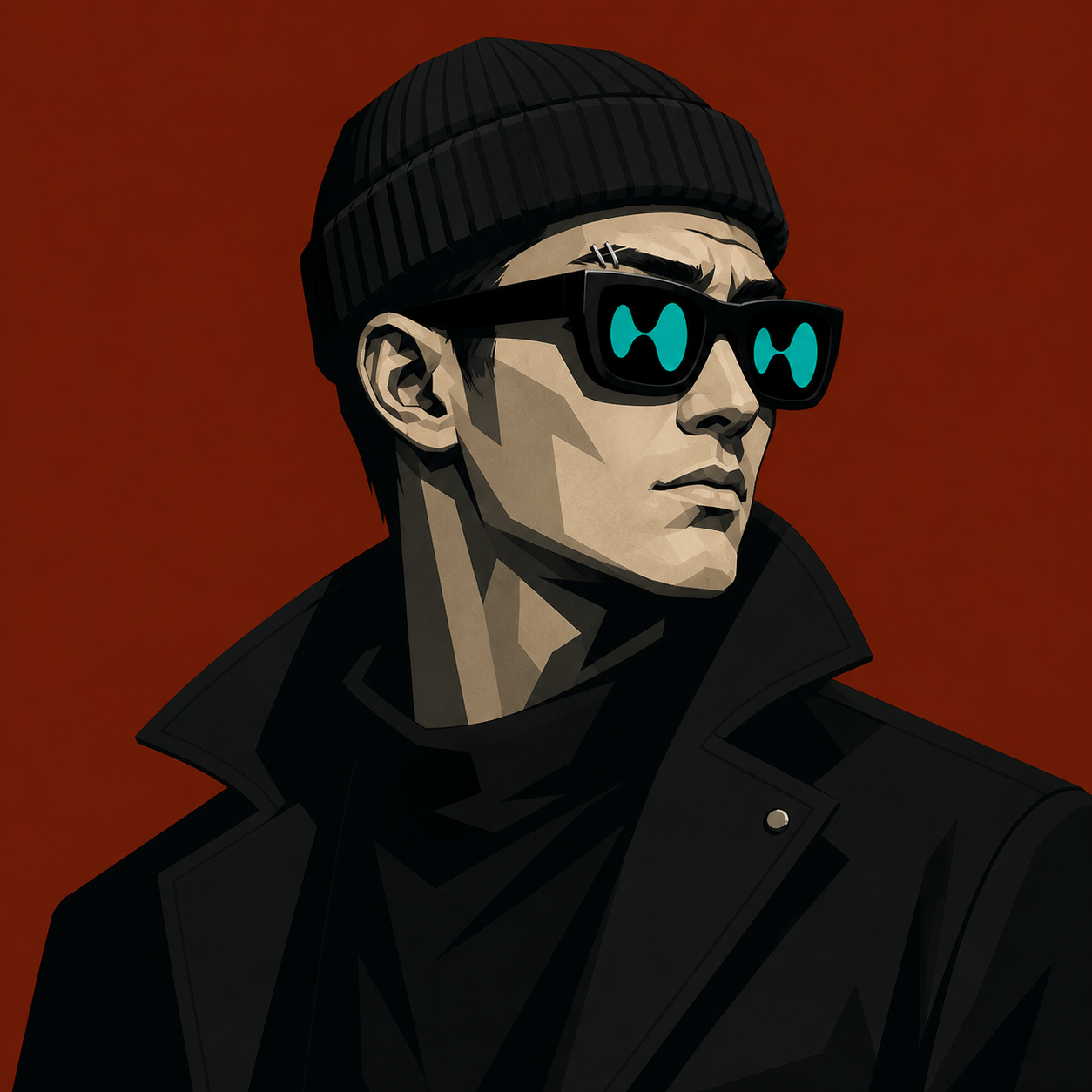 TOKENCHASER in a black watchcap and Hyperliquid glasses