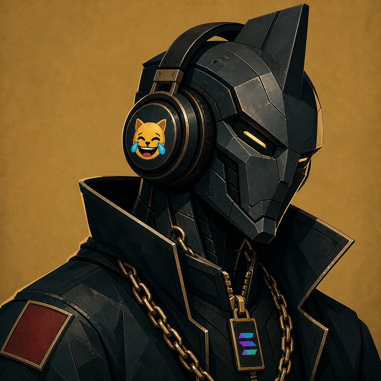 Obsidian synth TOKENCHASER with headphones and Solana tag
